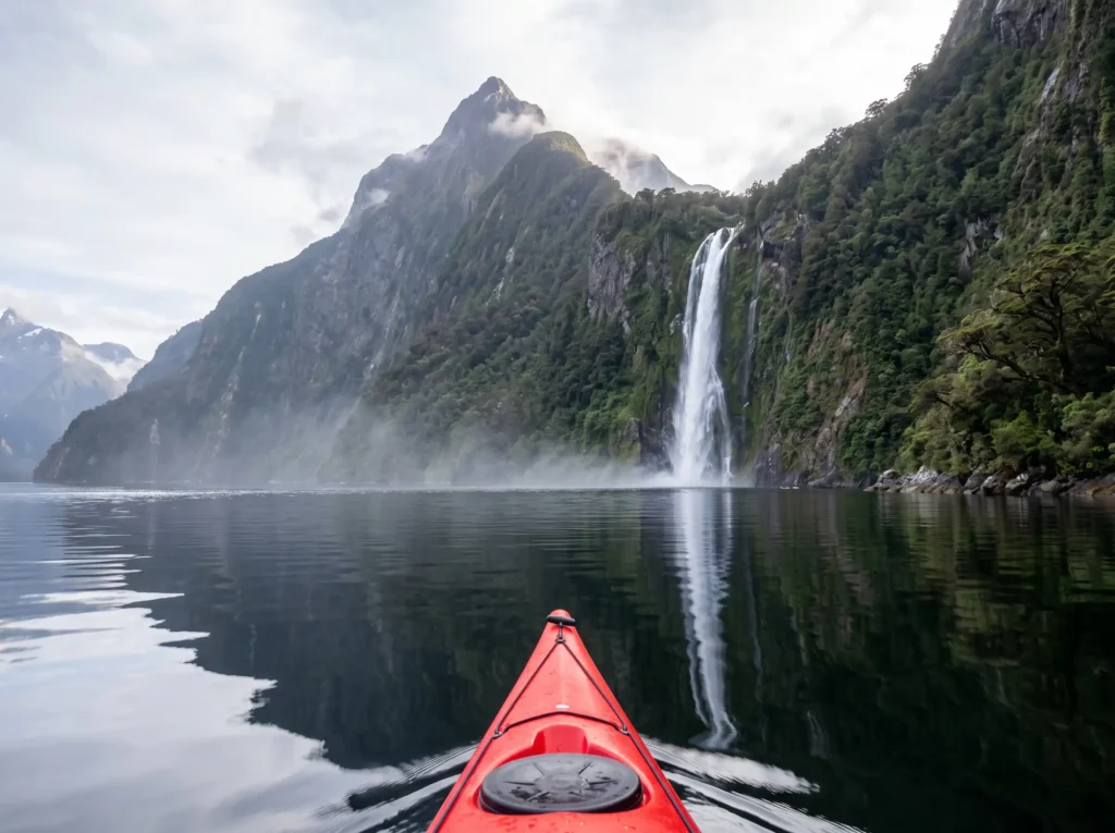 A kayak glides over the