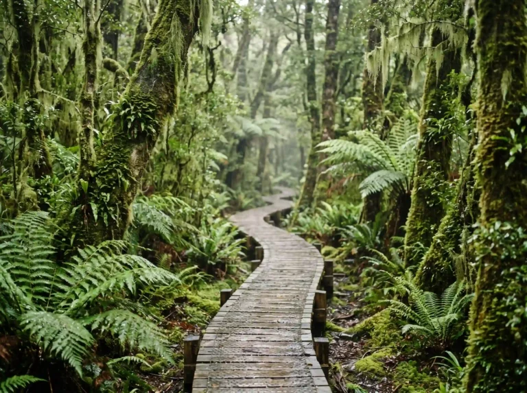 Lush ferns and moss covered beech