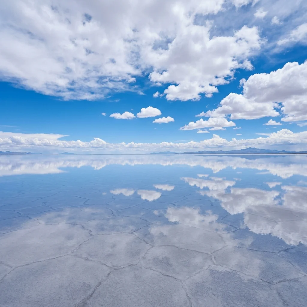 Salar de Uyuni salt flat reflection in Bolivia